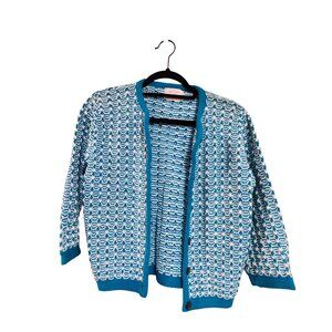 Vintage Lady Barbara Blue & White Knit Cardigan